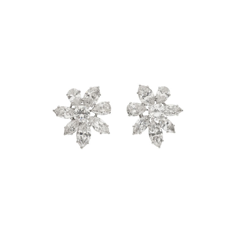 Platinum and 18k White Gold Diamond Earrings