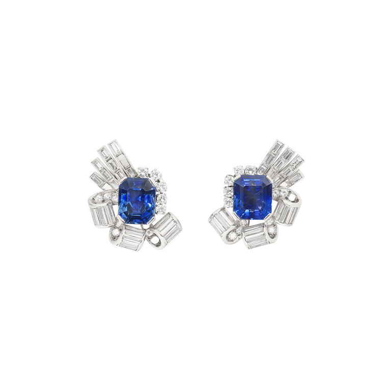 18k White Gold Sapphire and Diamond Earrings