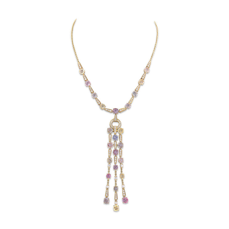 18k Gold Sapphire and Diamond Pendant Necklace