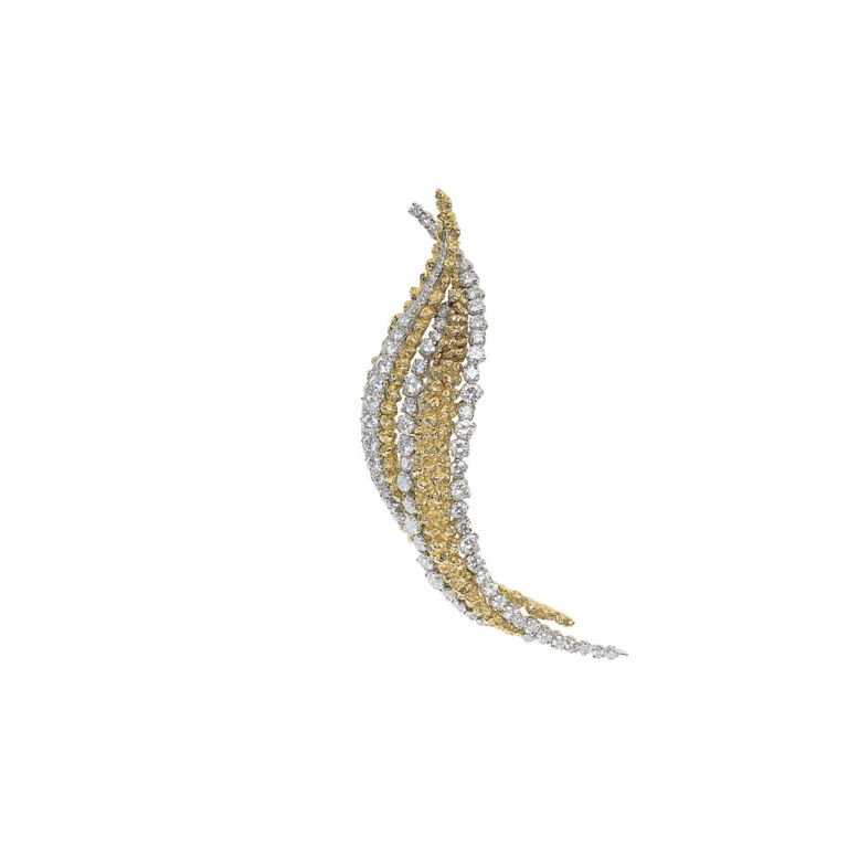 18k White and Yellow Gold Diamond Brooch