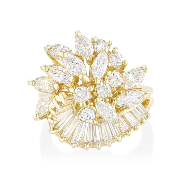 14k Gold Diamond Cluster Ring