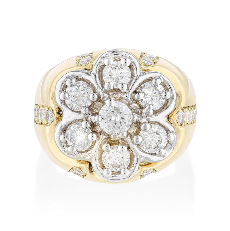 Vintage 14k Gold Diamond Cluster Ring