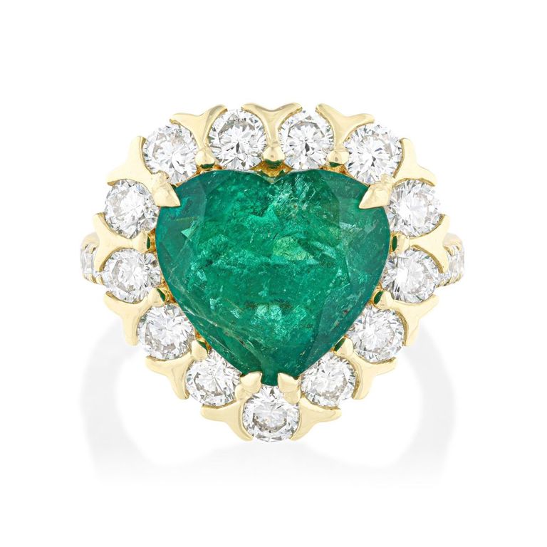 18k Gold Colombian Emerald and Diamond Ring