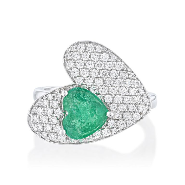 18k Gold Colombian Emerald and Diamond Ring