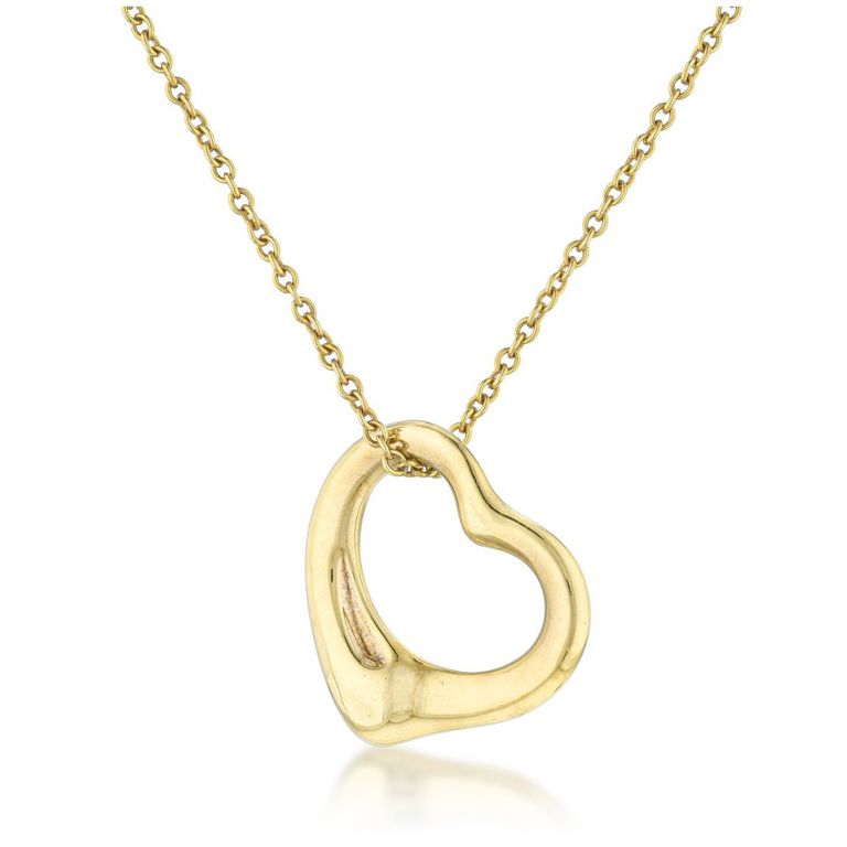 18k Gold Open Heart Pendant Necklace