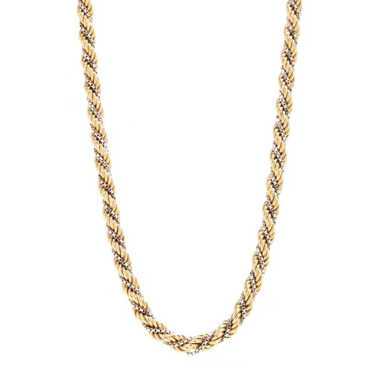 14k Two-Tone Gold Rope Twist Necklace