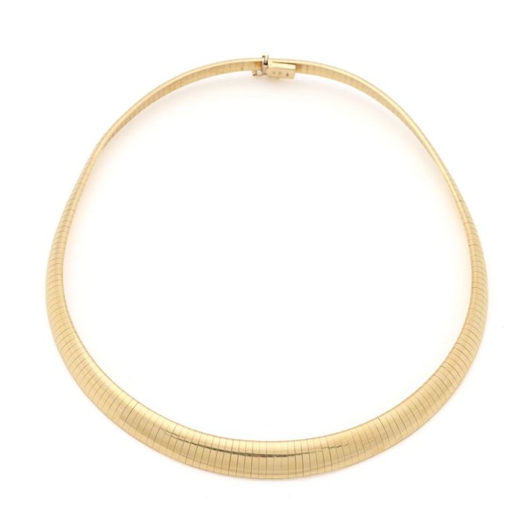 14k Yellow Gold Tapered Omega Necklace