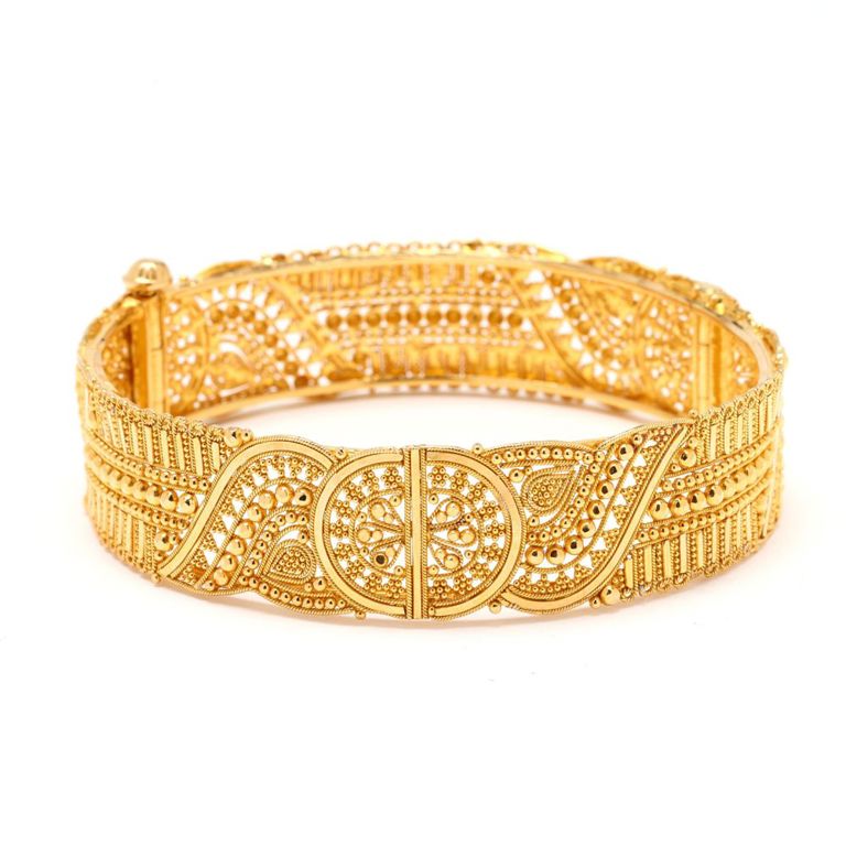 22k Yellow Gold Filigree Bangle Bracelet