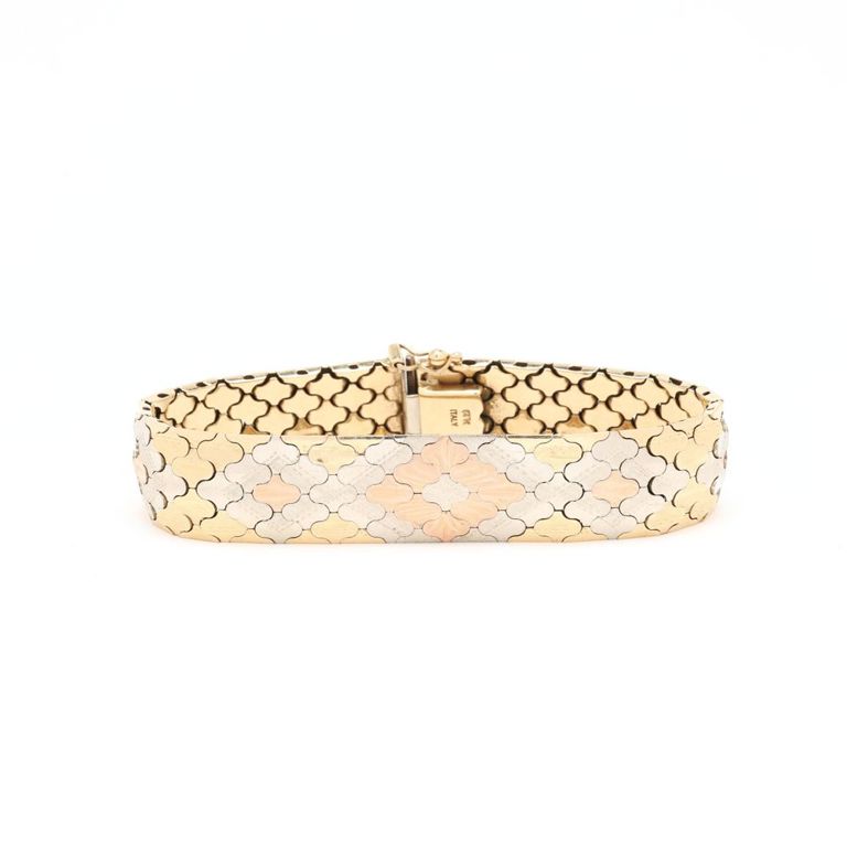 14k Tri-Color Gold Strap Bracelet