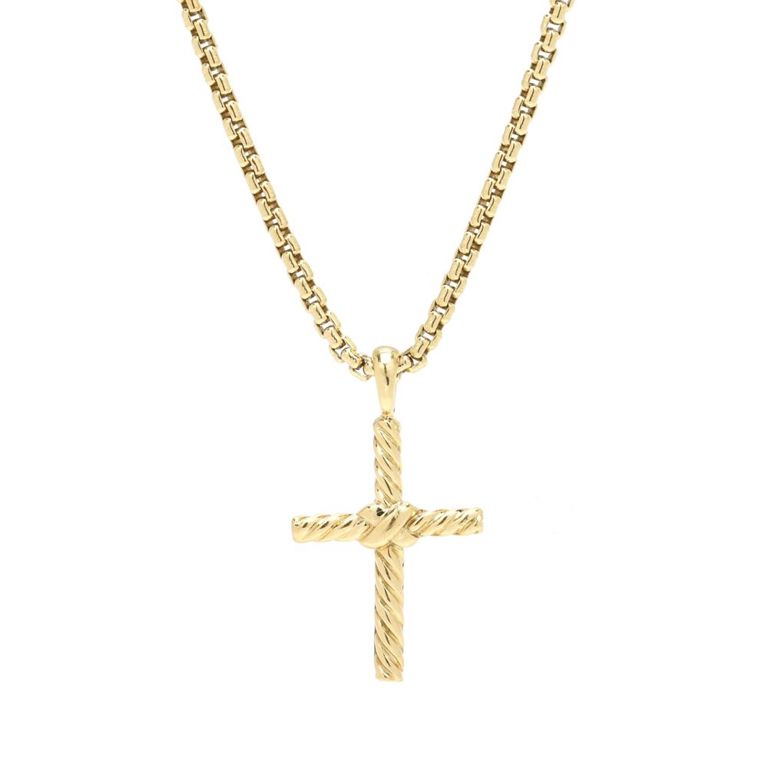 18k Yellow Gold "X" Cross Pendant Necklace