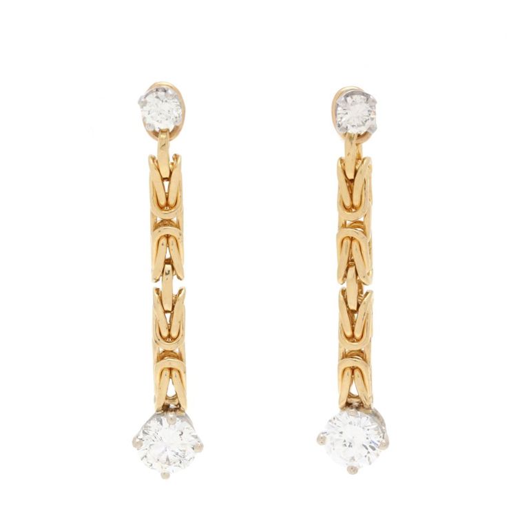 18k Yellow Gold Diamond Drop Earrings
