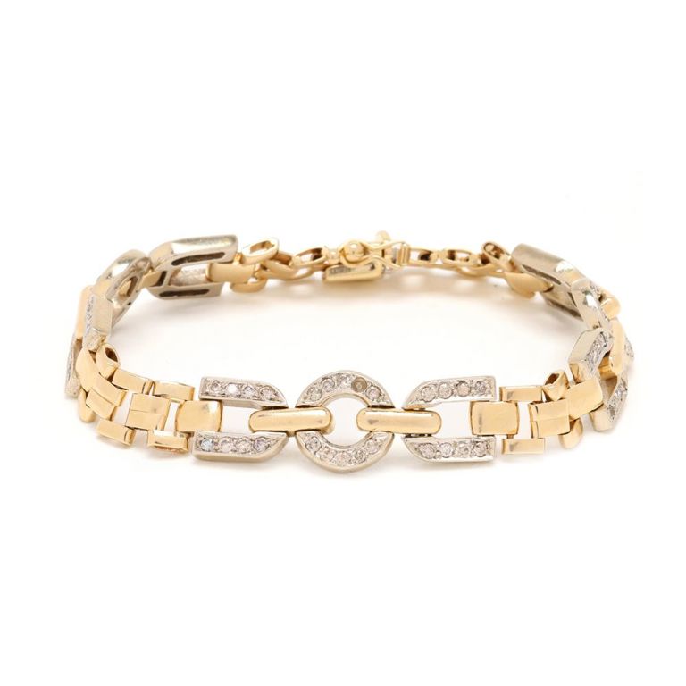 14k Yellow Gold Diamond Panthère Link Bracelet