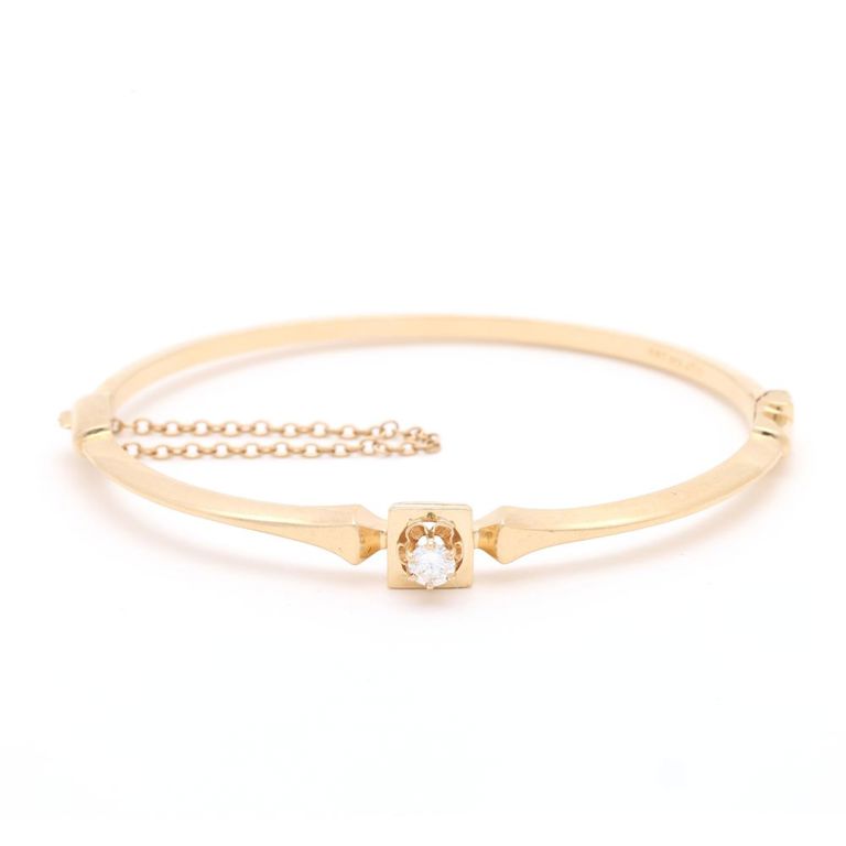 14k Yellow Gold Diamond Bangle Bracelet