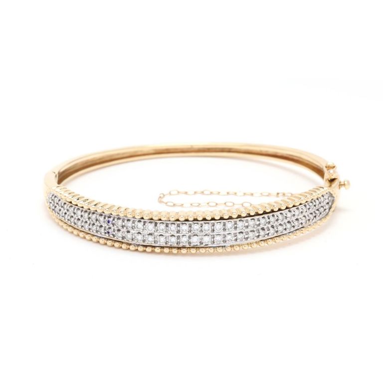 Bi-Color Gold and Diamond Bangle Bracelet