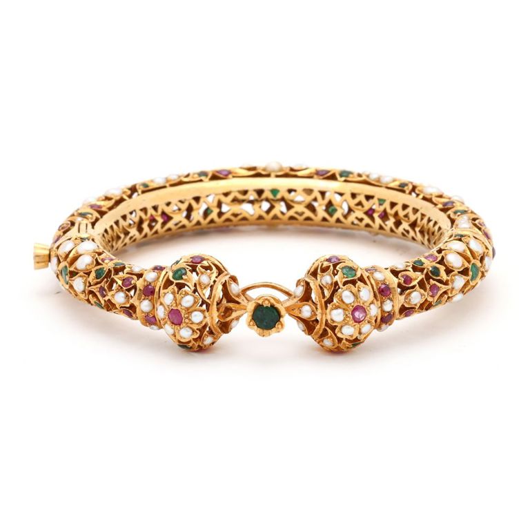 Gold and Multi-Gemstone Bangle Bracelet