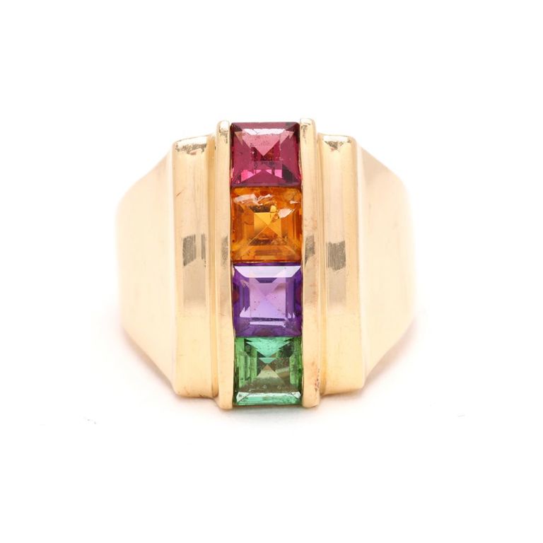 Gold and Multi-Gemstone Ring