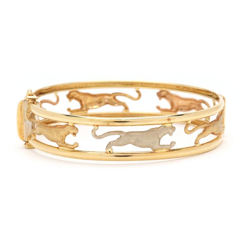 18k Gold Panther Bangle Bracelet