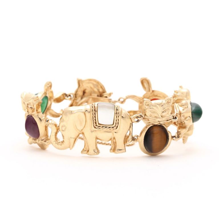 14k Gold Gem-Set Animal Bracelet