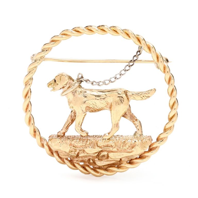 14k Gold Retriever Brooch