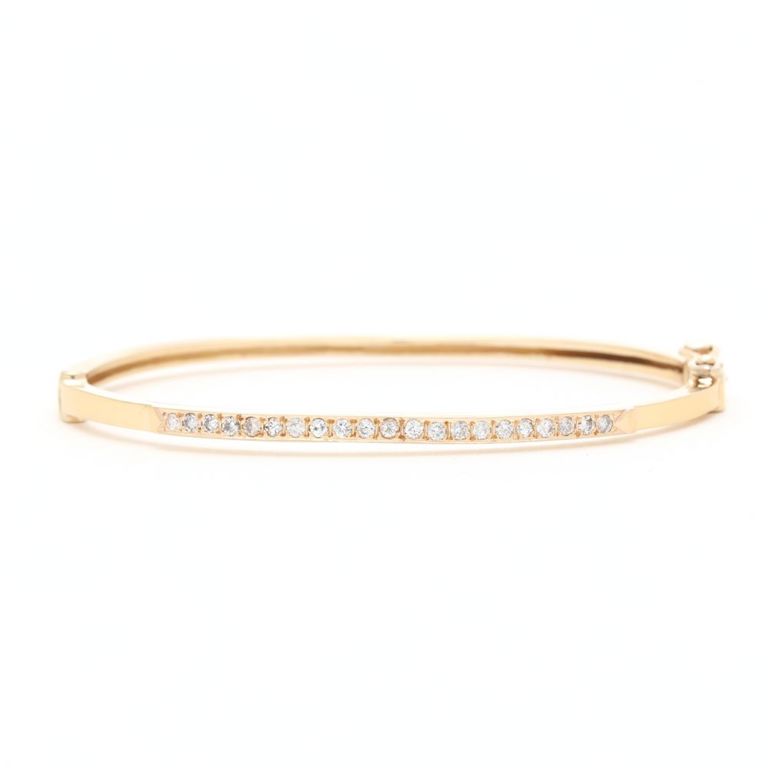 Gold and Diamond Bangle Bracelet