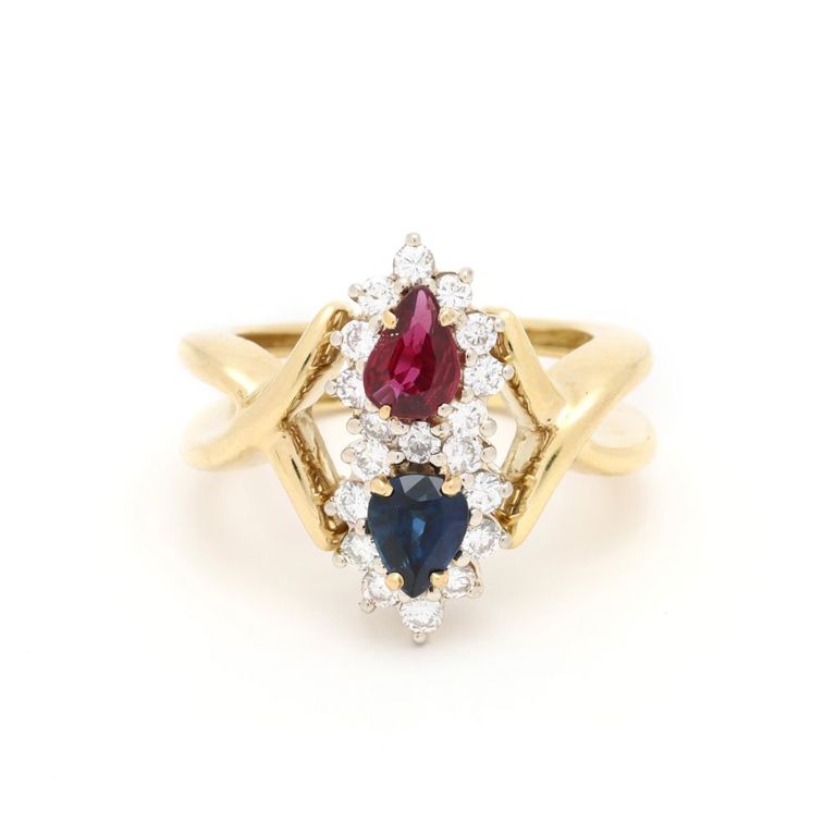 Gold Ruby, Sapphire and Diamond Ring