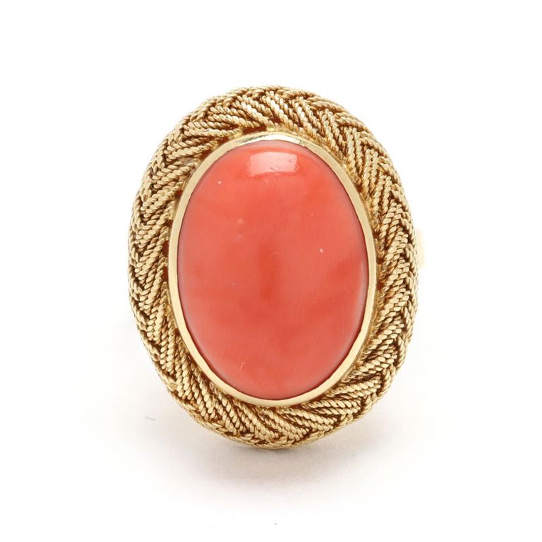 Gold and Coral Ring