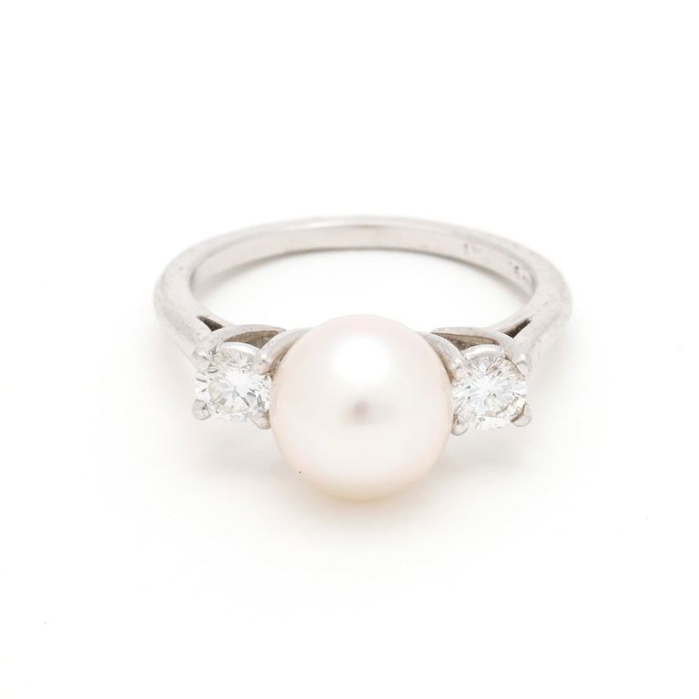 Vintage Platinum, Pearl and Diamond Ring