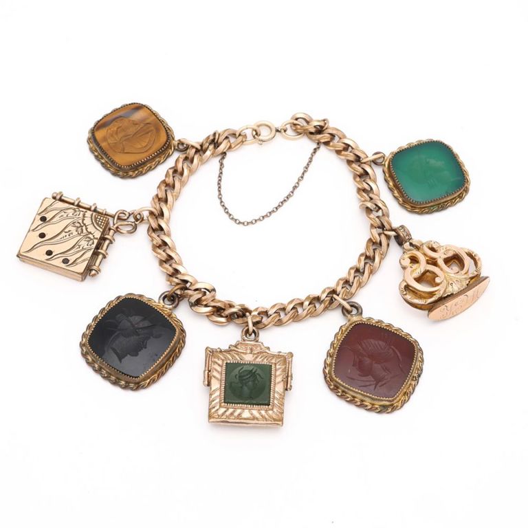 Gold Filled Hardstone Charm Bracelet