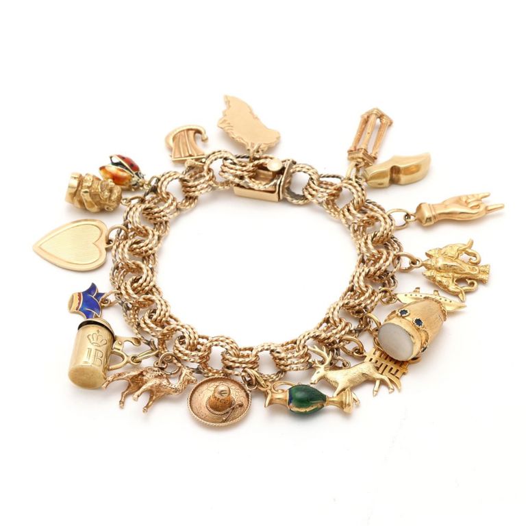 14k Gold Multi-Charm Bracelet
