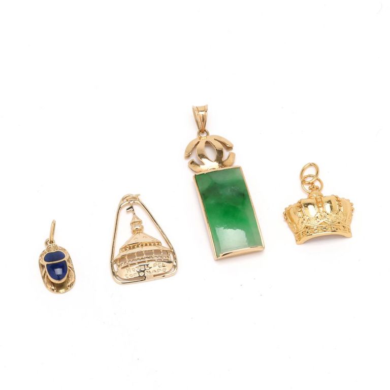 Three Gold Charms/Pendants and a Silver Charm