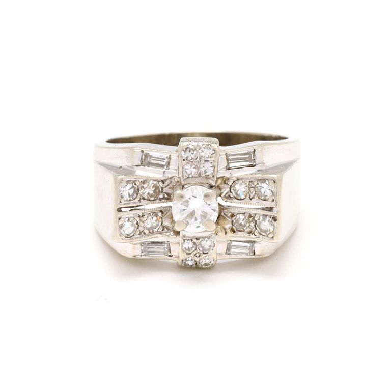 14k White Gold Diamond Bow Ring