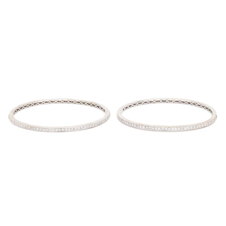 Pair of White Gold and Diamond Bangle Bracelets