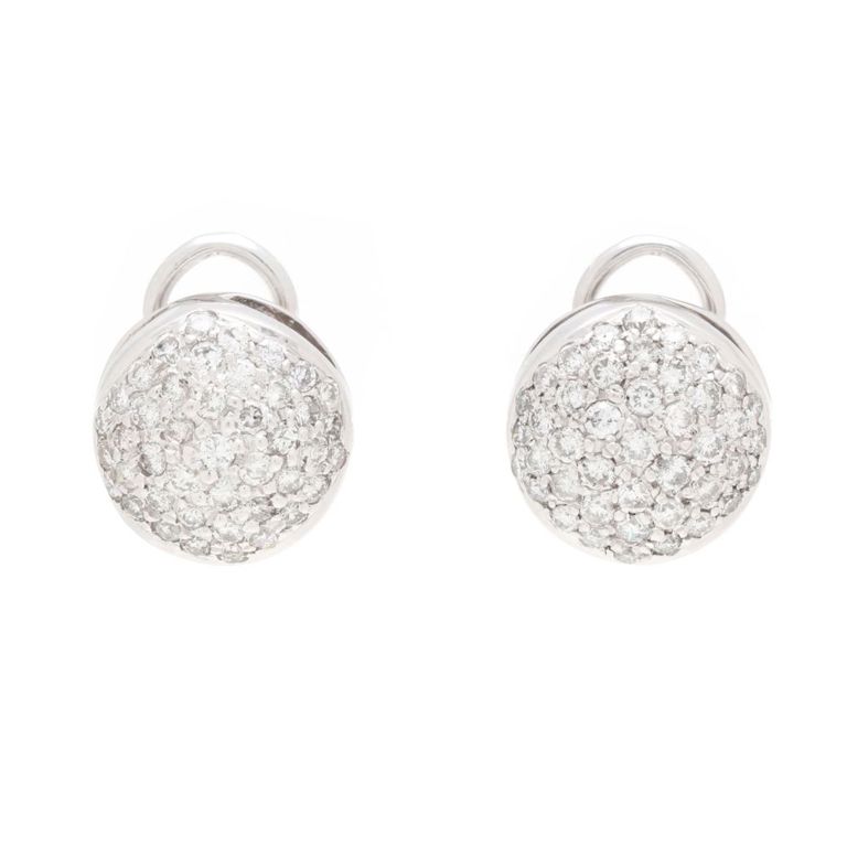 Pair of White Gold and Diamond Dome Earrings