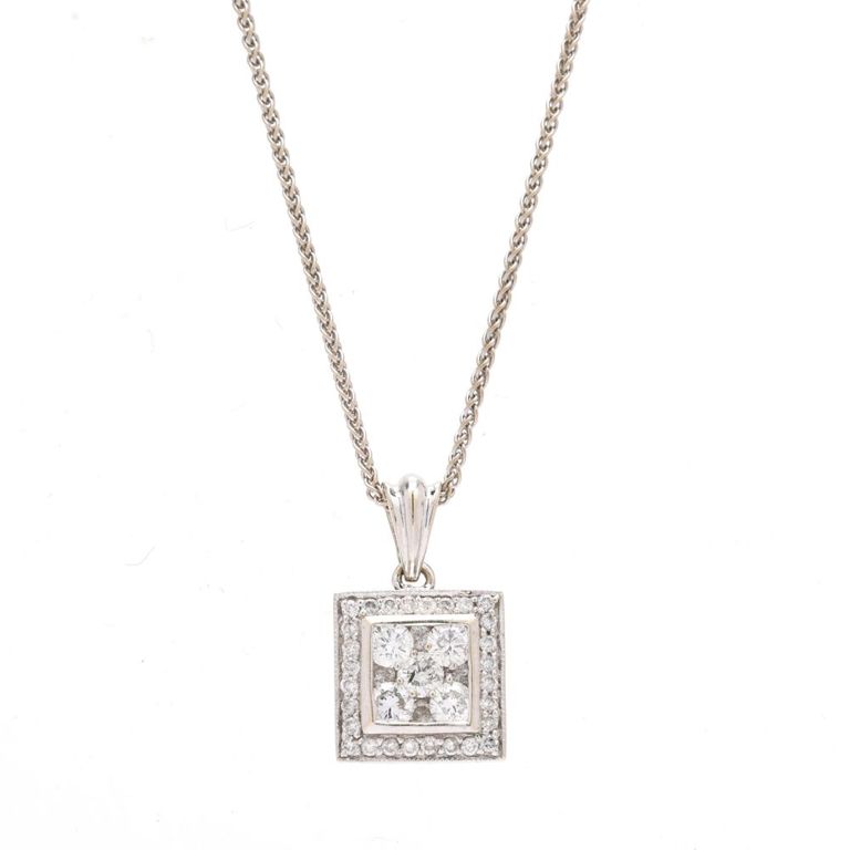 White Gold and Diamond Pendant Necklace