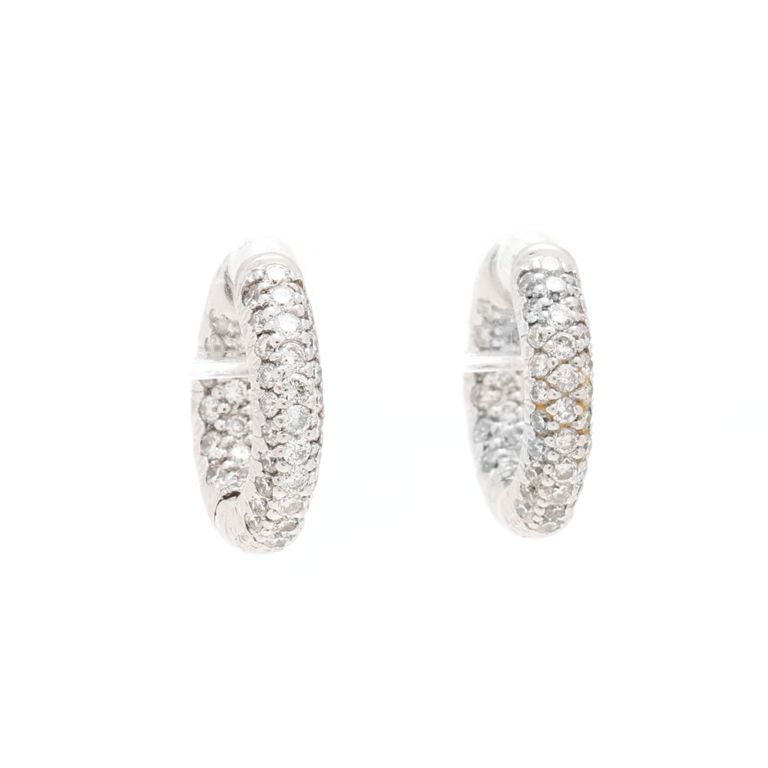 Pair of White Gold and Diamond Hoops
