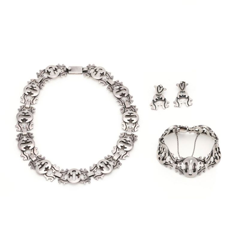 Modernist Necklace Bracelet and Earrings