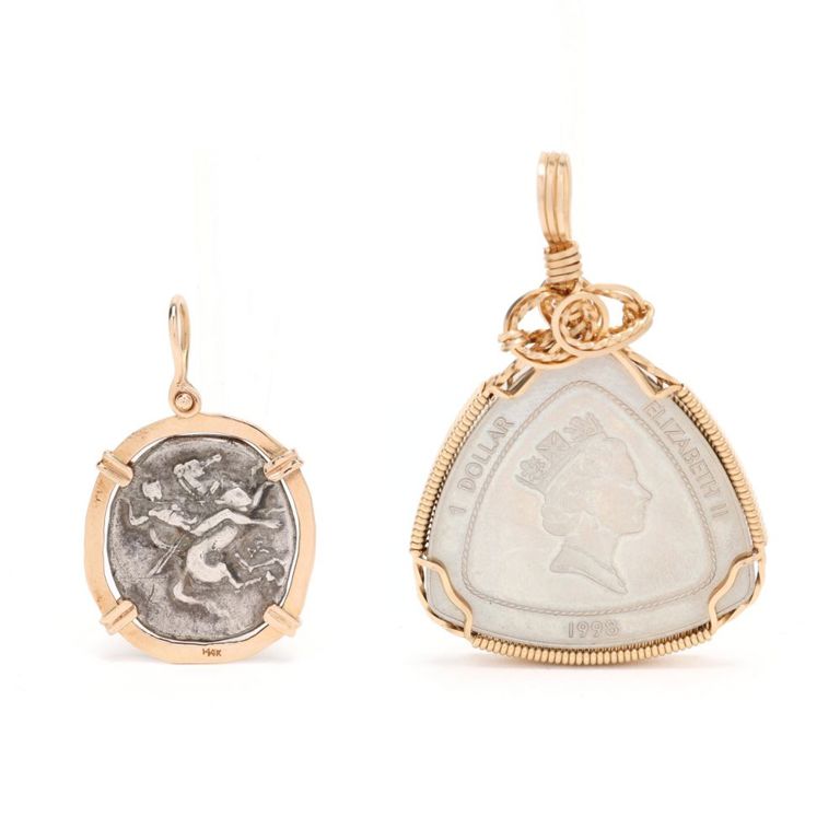 Two Gold Coin Pendants
