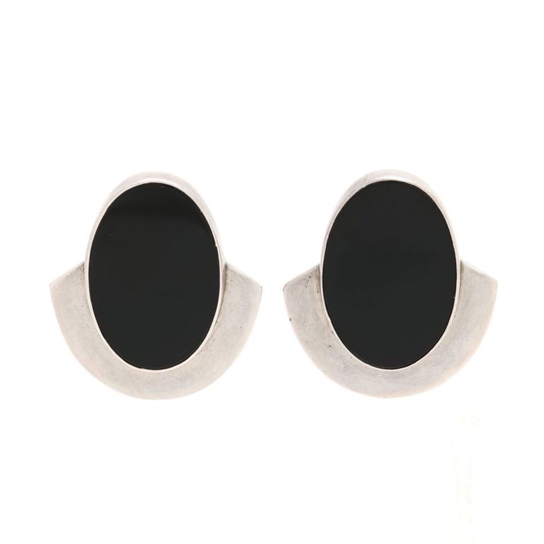 Sterling Silver Obsidian Earrings