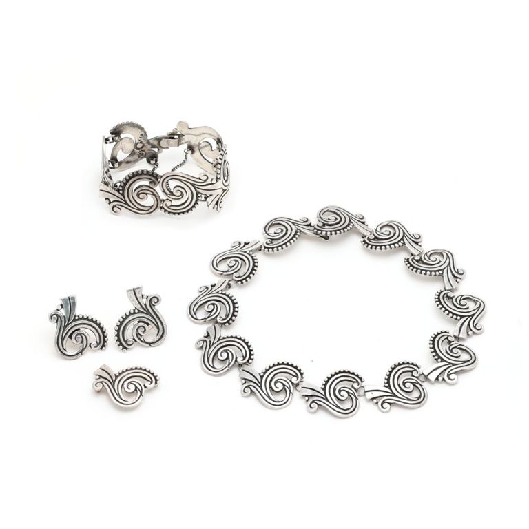 Sterling Silver Modernist Jewelry Suite