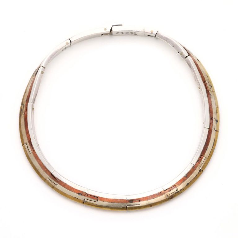 Sterling Silver Tri-Color Collar Necklace