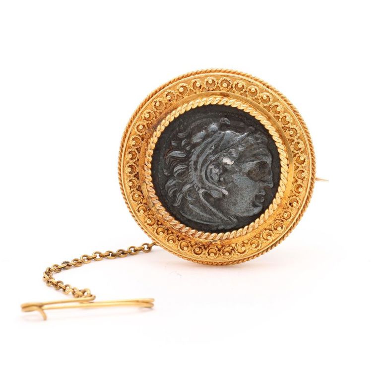 Gold Filled Coin Brooch
