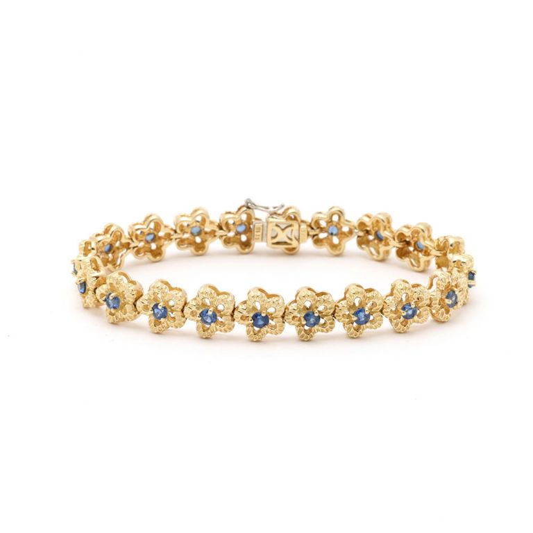 18k Gold Sapphire Floral Bracelet