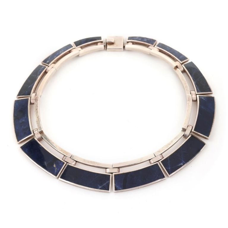 Sterling Silver and Sodalite Collar Necklace