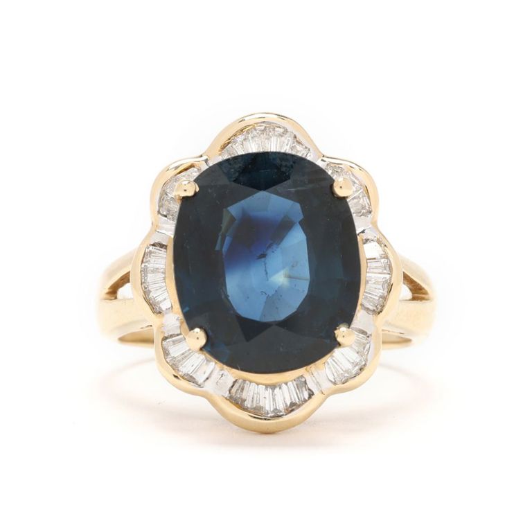 14k Gold Sapphire and Diamond Ring