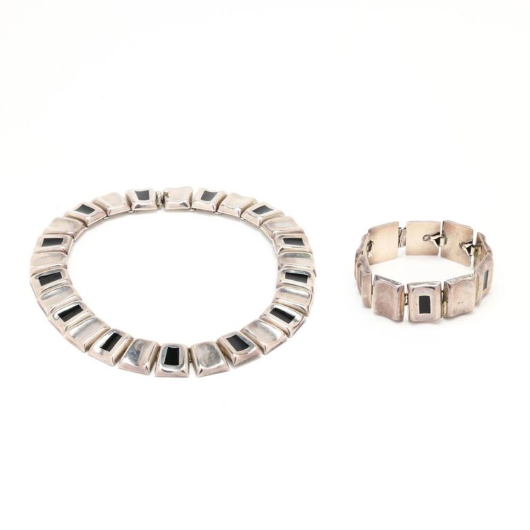 Sterling Silver and Enamel Jewelry Set