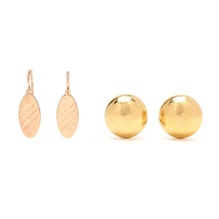Two Pairs of Gold Earrings