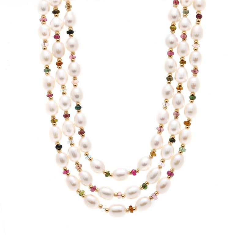 Pearl and Multi-Gemstone Necklace