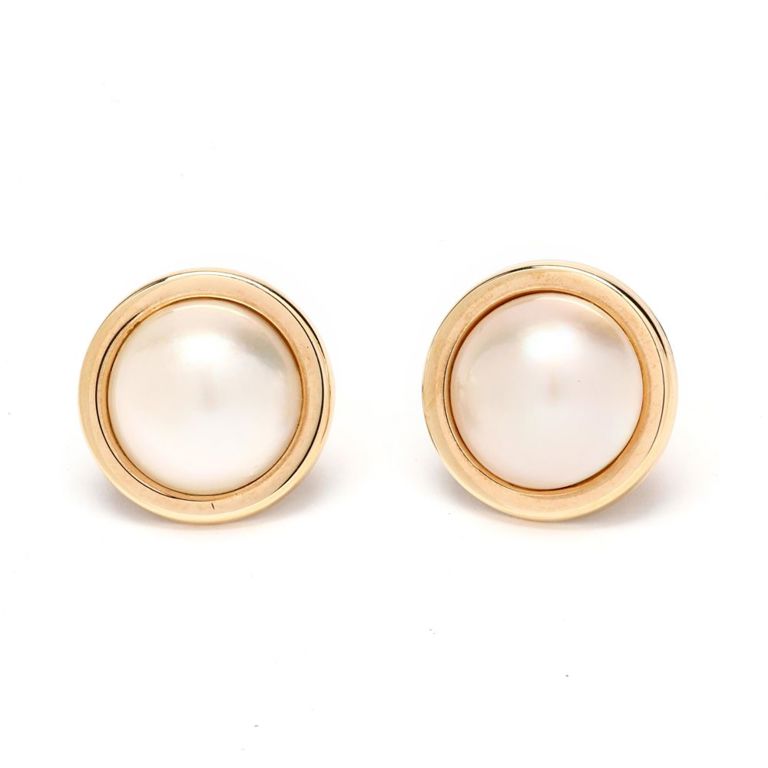 14k Gold Mabé Pearl Earrings