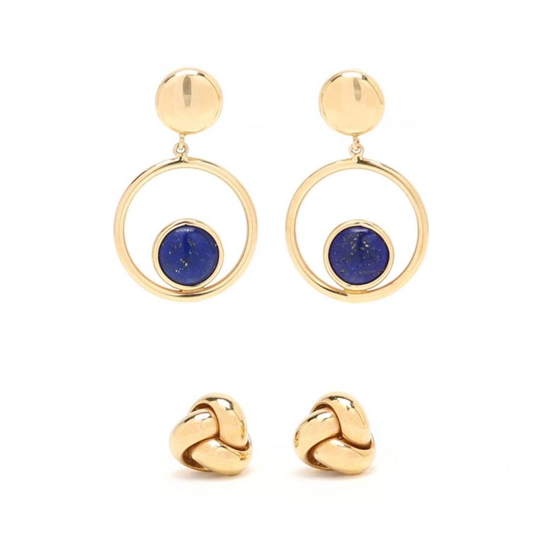 Two Pairs of Gold Earrings