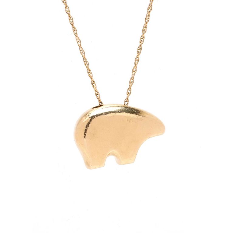 Gold Bear Pendant Necklace